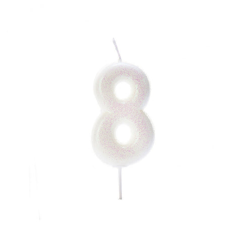Birthday Candle - Number 8 Glitter Iridescent Pick