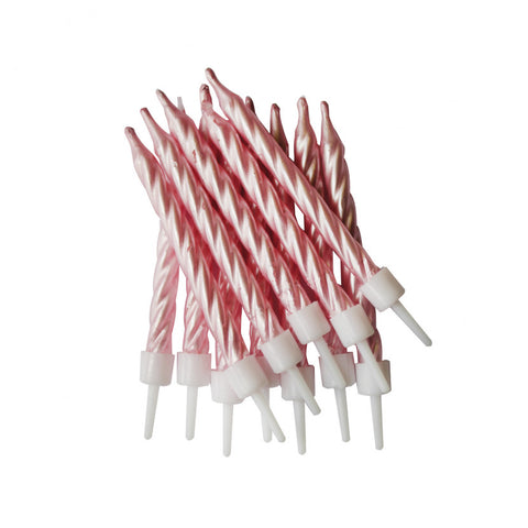 Birthday Candles - Pearl Pink With Holders