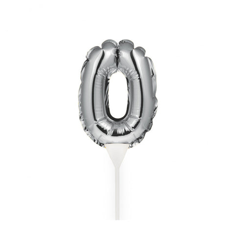 Self-Inflating Mini Balloon Birthday Cake Topper 0 Silver