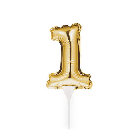 Self-Inflating Mini Balloon Birthday Cake Topper 1 Gold