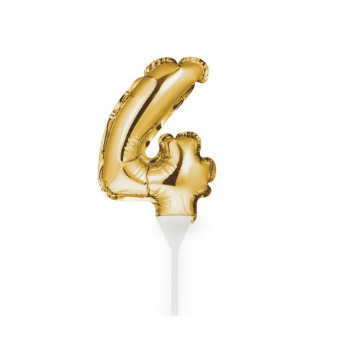 Self-Inflating Mini Balloon Birthday Cake Topper 4 Gold