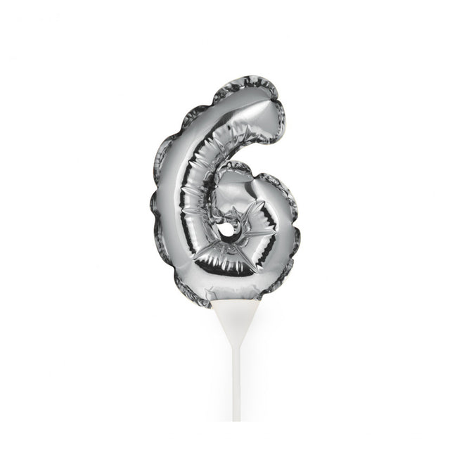 Self-Inflating Mini Balloon Birthday Cake Topper 6 Silver – Pastry Mart ...