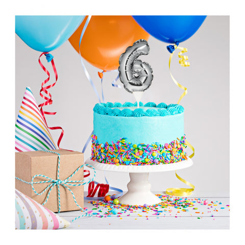 Self-Inflating Mini Balloon Birthday Cake Topper 6 Silver
