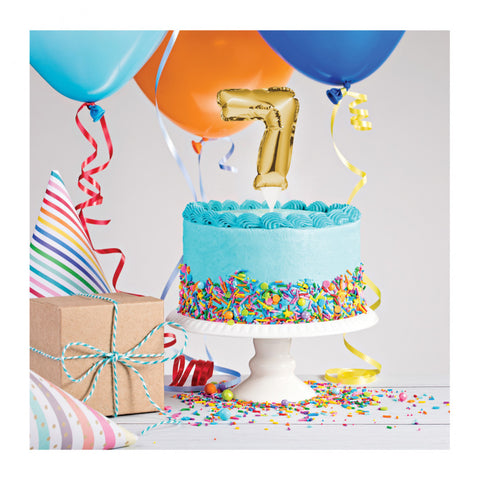 Self-Inflating Mini Balloon Birthday Cake Topper 7 Gold