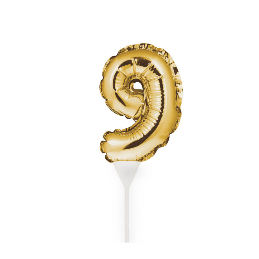 Self-Inflating Mini Balloon Birthday Cake Topper 9 Gold – Pastry Mart ...