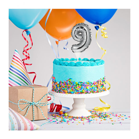 Self-Inflating Mini Balloon Birthday Cake Topper 9 Silver